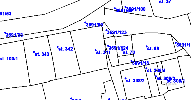 Parcela st. 311 v KÚ Žirovnice, Katastrální mapa