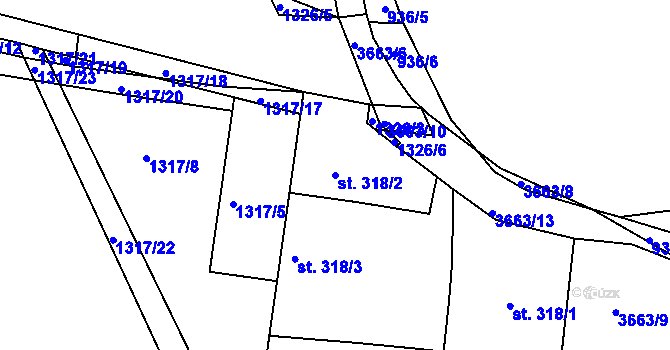 Parcela st. 318/2 v KÚ Žirovnice, Katastrální mapa