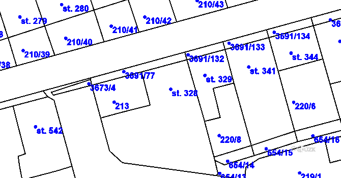 Parcela st. 328 v KÚ Žirovnice, Katastrální mapa
