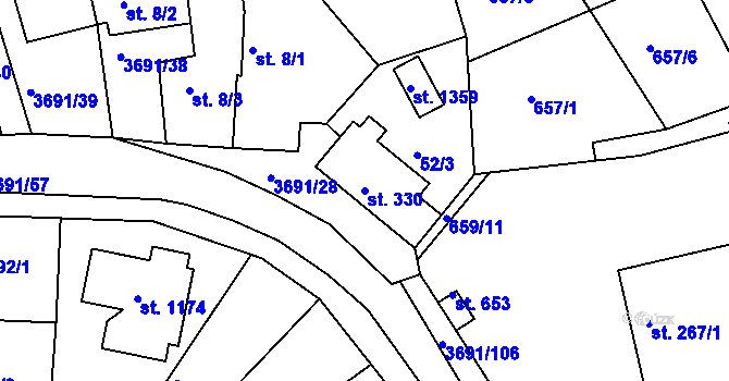 Parcela st. 330 v KÚ Žirovnice, Katastrální mapa