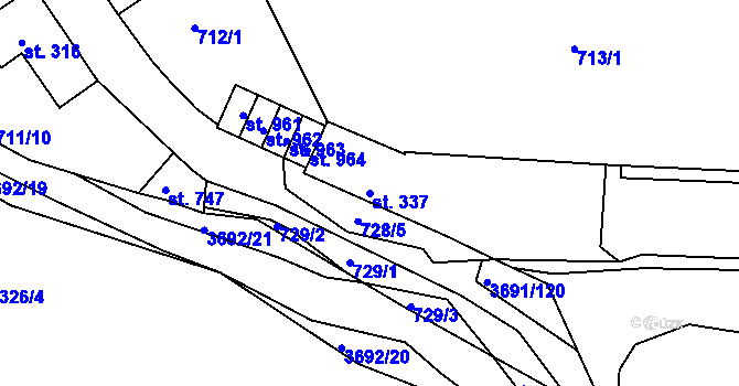 Parcela st. 337 v KÚ Žirovnice, Katastrální mapa