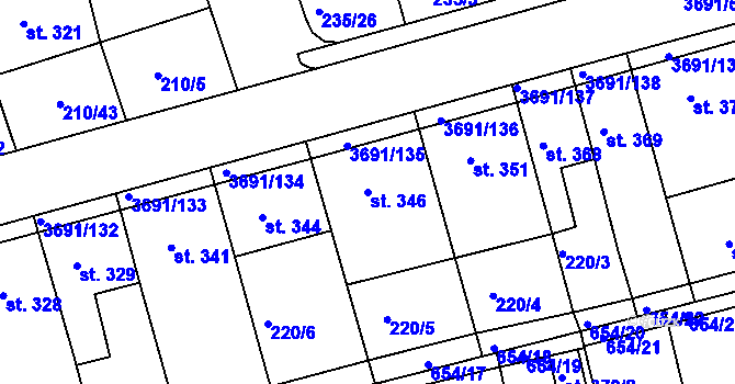 Parcela st. 346 v KÚ Žirovnice, Katastrální mapa