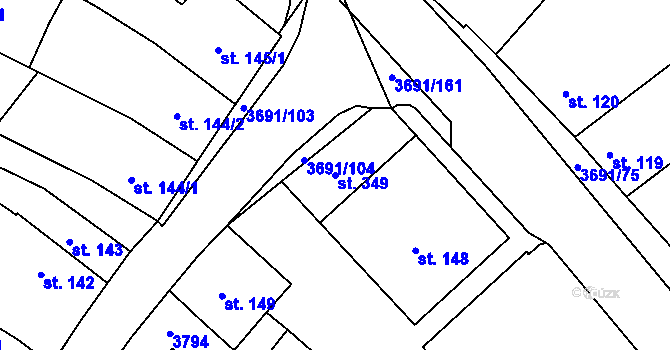 Parcela st. 349 v KÚ Žirovnice, Katastrální mapa