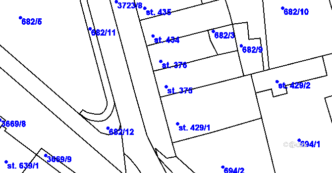Parcela st. 375 v KÚ Žirovnice, Katastrální mapa