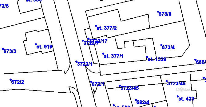 Parcela st. 377/1 v KÚ Žirovnice, Katastrální mapa