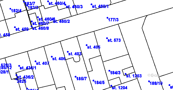 Parcela st. 405 v KÚ Žirovnice, Katastrální mapa