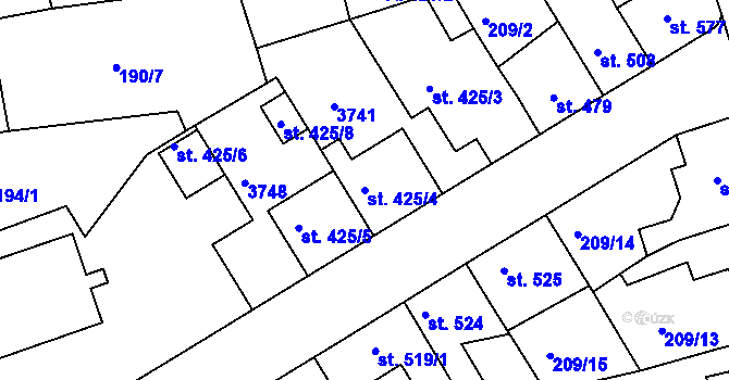 Parcela st. 425/4 v KÚ Žirovnice, Katastrální mapa