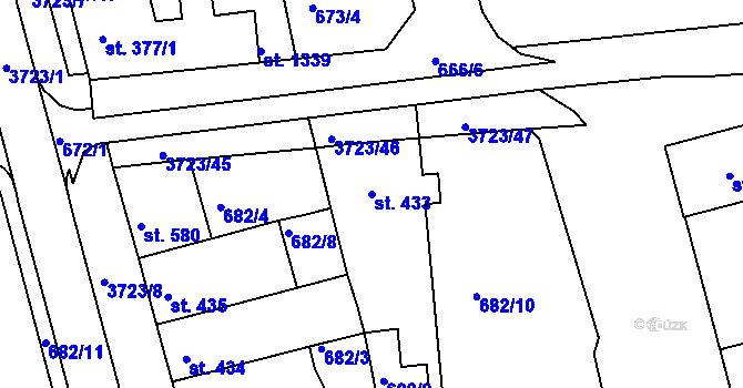 Parcela st. 433 v KÚ Žirovnice, Katastrální mapa