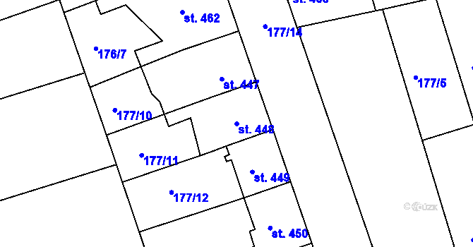 Parcela st. 448 v KÚ Žirovnice, Katastrální mapa