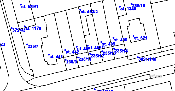 Parcela st. 453/1 v KÚ Žirovnice, Katastrální mapa