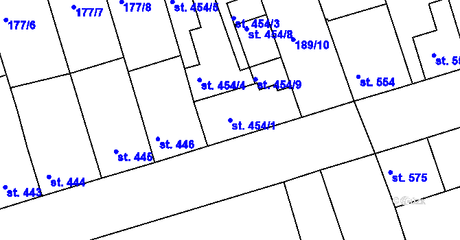 Parcela st. 454/1 v KÚ Žirovnice, Katastrální mapa