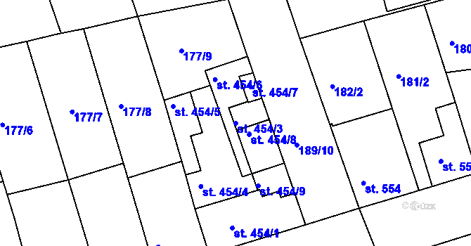 Parcela st. 454/3 v KÚ Žirovnice, Katastrální mapa