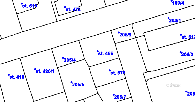 Parcela st. 466 v KÚ Žirovnice, Katastrální mapa