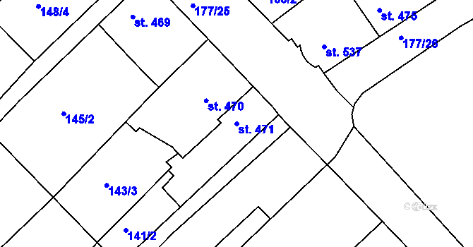 Parcela st. 471 v KÚ Žirovnice, Katastrální mapa