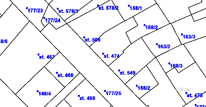 Parcela st. 474 v KÚ Žirovnice, Katastrální mapa