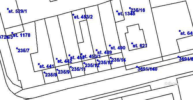 Parcela st. 489 v KÚ Žirovnice, Katastrální mapa