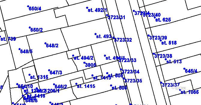 Parcela st. 494 v KÚ Žirovnice, Katastrální mapa