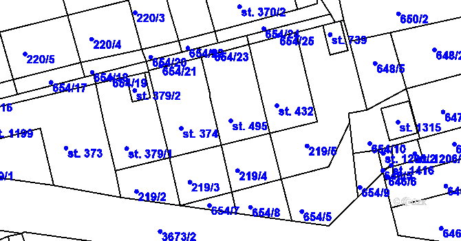 Parcela st. 495 v KÚ Žirovnice, Katastrální mapa