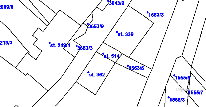 Parcela st. 514 v KÚ Žirovnice, Katastrální mapa