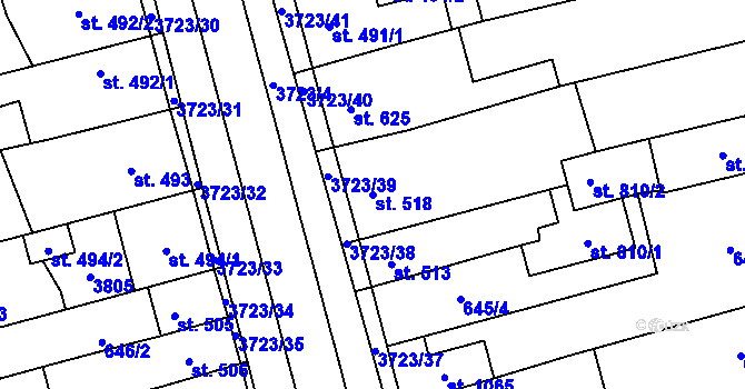 Parcela st. 518 v KÚ Žirovnice, Katastrální mapa