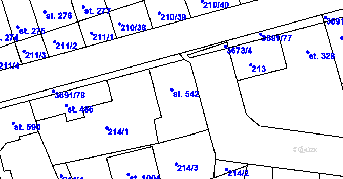Parcela st. 542 v KÚ Žirovnice, Katastrální mapa
