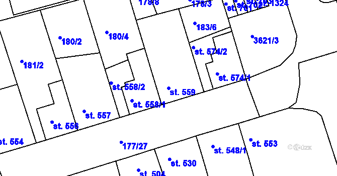 Parcela st. 559 v KÚ Žirovnice, Katastrální mapa