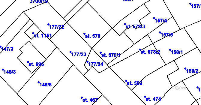Parcela st. 578/1 v KÚ Žirovnice, Katastrální mapa