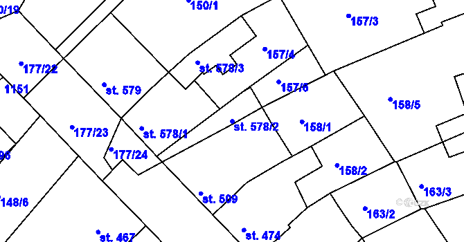 Parcela st. 578/2 v KÚ Žirovnice, Katastrální mapa
