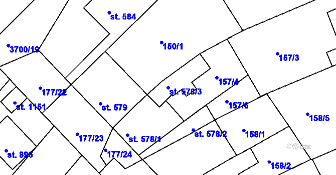 Parcela st. 578/3 v KÚ Žirovnice, Katastrální mapa