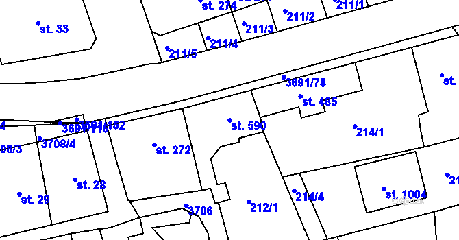 Parcela st. 590 v KÚ Žirovnice, Katastrální mapa