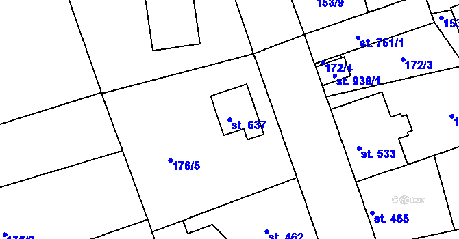 Parcela st. 637 v KÚ Žirovnice, Katastrální mapa