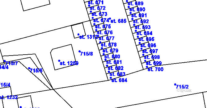 Parcela st. 680 v KÚ Žirovnice, Katastrální mapa