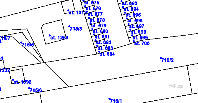 Parcela st. 684 v KÚ Žirovnice, Katastrální mapa
