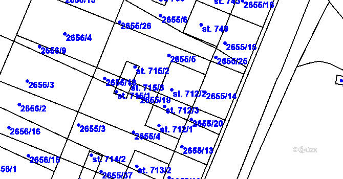 Parcela st. 712/2 v KÚ Žirovnice, Katastrální mapa