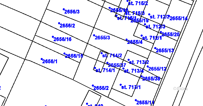Parcela st. 714/2 v KÚ Žirovnice, Katastrální mapa