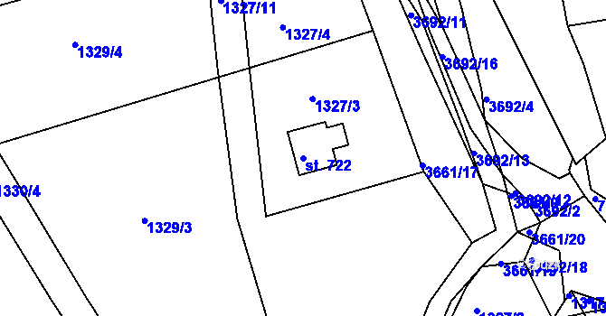 Parcela st. 722 v KÚ Žirovnice, Katastrální mapa