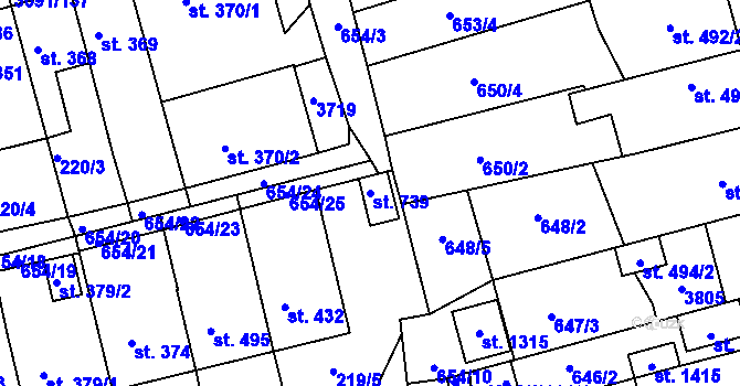 Parcela st. 739 v KÚ Žirovnice, Katastrální mapa