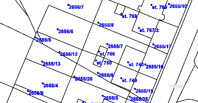 Parcela st. 766 v KÚ Žirovnice, Katastrální mapa