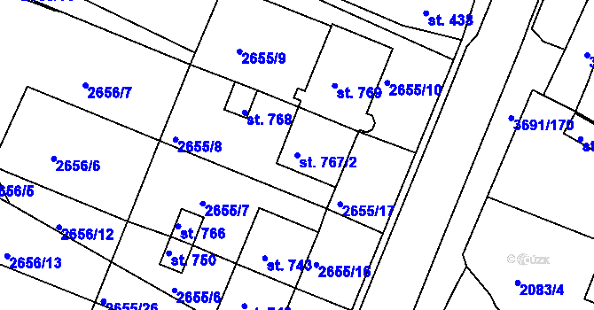 Parcela st. 767/2 v KÚ Žirovnice, Katastrální mapa