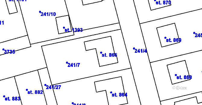 Parcela st. 865 v KÚ Žirovnice, Katastrální mapa