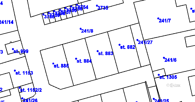 Parcela st. 883 v KÚ Žirovnice, Katastrální mapa
