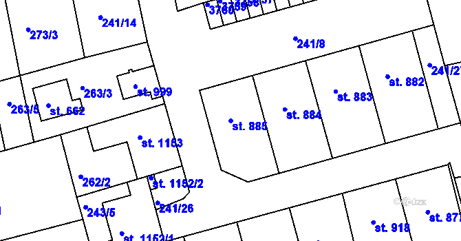 Parcela st. 885 v KÚ Žirovnice, Katastrální mapa