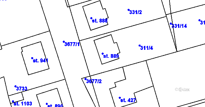 Parcela st. 889 v KÚ Žirovnice, Katastrální mapa