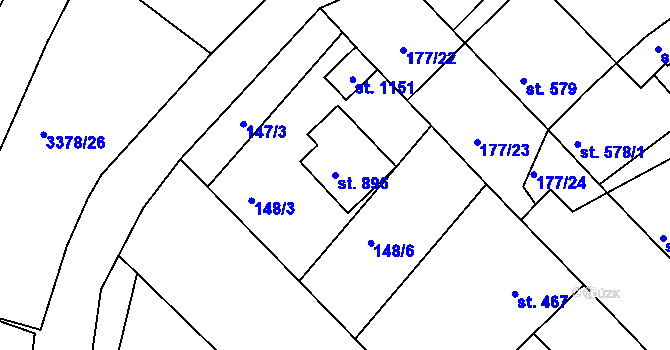 Parcela st. 896 v KÚ Žirovnice, Katastrální mapa