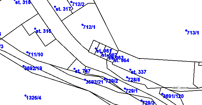 Parcela st. 962 v KÚ Žirovnice, Katastrální mapa
