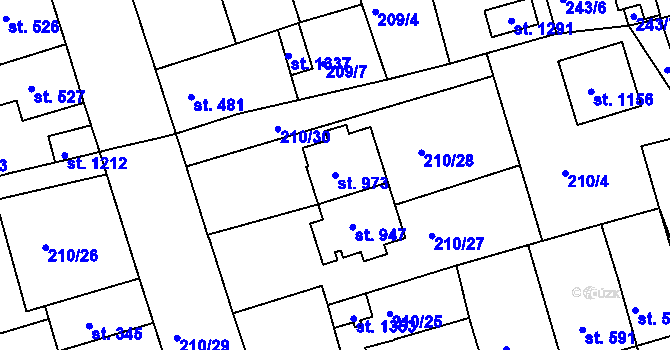 Parcela st. 973 v KÚ Žirovnice, Katastrální mapa