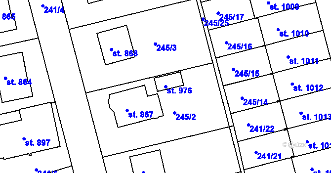 Parcela st. 976 v KÚ Žirovnice, Katastrální mapa