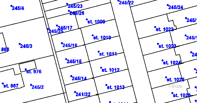 Parcela st. 1011 v KÚ Žirovnice, Katastrální mapa