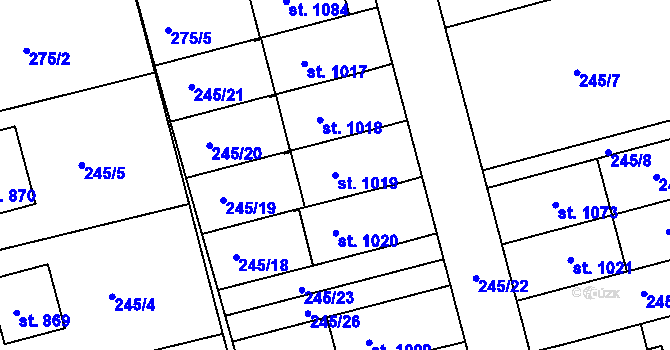 Parcela st. 1019 v KÚ Žirovnice, Katastrální mapa