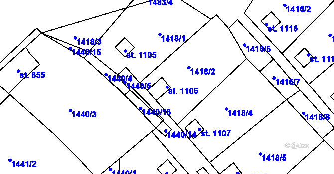 Parcela st. 1106 v KÚ Žirovnice, Katastrální mapa